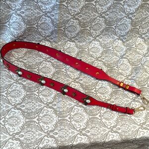 Red Shoulder or Crossbody Strap with Gold Accents